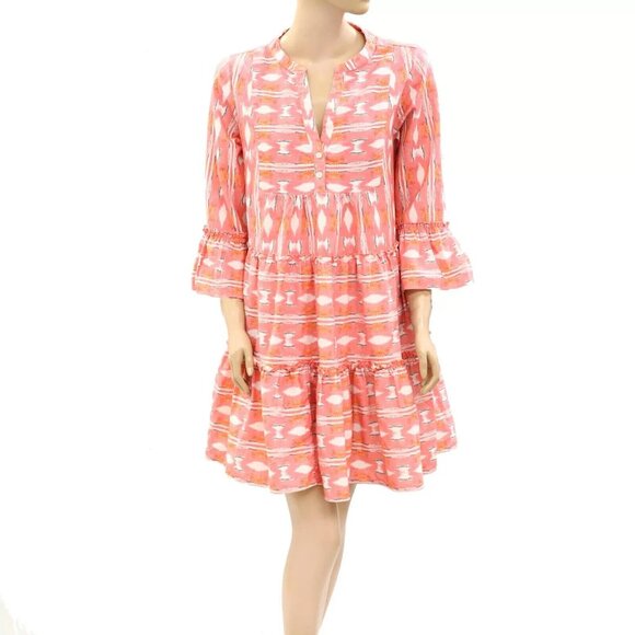 Kerri Rosenthal Charlie Mini Dress RuffleSwing Tiered Cotton Printed L 270534